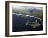 Excellent of a Squadron of American P-38 Fighters in Flight over an Aleutian Island-Dmitri Kessel-Framed Photographic Print