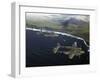 Excellent of a Squadron of American P-38 Fighters in Flight over an Aleutian Island-Dmitri Kessel-Framed Photographic Print