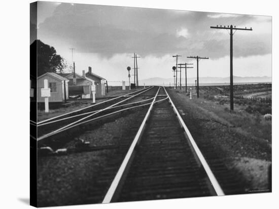 Excellent of Southern Pacific Railroad Tracks Stretching Off Into the Distance-Frank Scherschel-Stretched Canvas