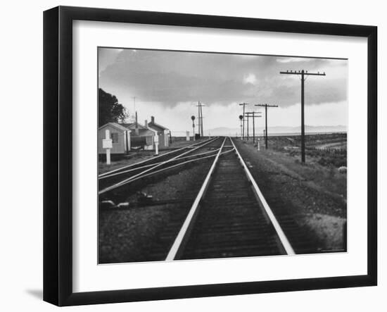 Excellent of Southern Pacific Railroad Tracks Stretching Off Into the Distance-Frank Scherschel-Framed Premium Photographic Print