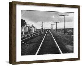 Excellent of Southern Pacific Railroad Tracks Stretching Off Into the Distance-Frank Scherschel-Framed Photographic Print