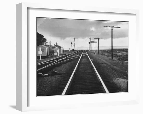 Excellent of Southern Pacific Railroad Tracks Stretching Off Into the Distance-Frank Scherschel-Framed Photographic Print