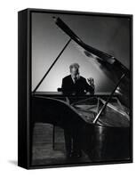 Excellent Photgraph of Pianist Josef Hofmann Seated at Piano in His Studio-Gjon Mili-Framed Stretched Canvas