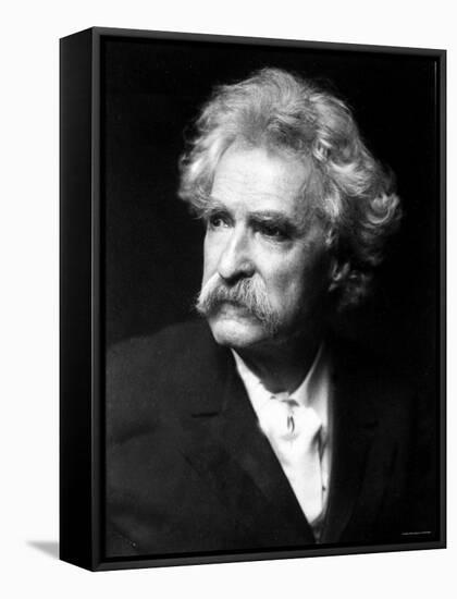 Excellent Portrait of American Author Samuel Langhorne Clemens, aka Mark Twain-null-Framed Stretched Canvas