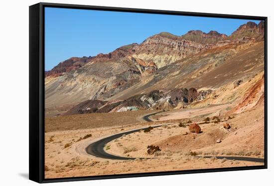 Excellent Road, Crossing Death Valley in the Usa. the Desert and Mountains-kavram-Framed Stretched Canvas