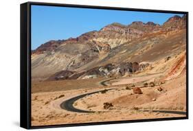 Excellent Road, Crossing Death Valley in the Usa. the Desert and Mountains-kavram-Framed Stretched Canvas