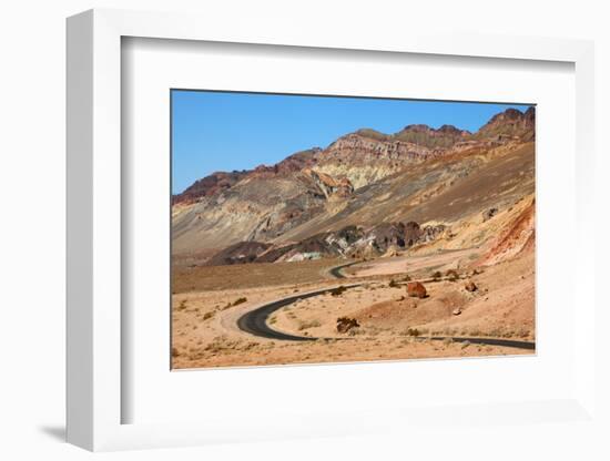 Excellent Road, Crossing Death Valley in the Usa. the Desert and Mountains-kavram-Framed Photographic Print