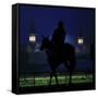 Excercise Rider Makes His Way to the Track for an Early Morning Workout at Churchill Downs-null-Framed Stretched Canvas