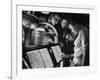 Exchange Student Stephen Lapekas Playing a Song on a Juke Box-null-Framed Photographic Print