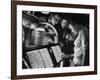 Exchange Student Stephen Lapekas Playing a Song on a Juke Box-null-Framed Photographic Print