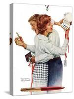 Exchanging gifts (or Fair Exchange)-Norman Rockwell-Stretched Canvas