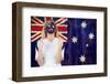 Excited Australia Fan in Face Paint Cheering against Australia Flag in Grunge Effect-Wavebreak Media Ltd-Framed Photographic Print