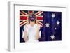 Excited Australia Fan in Face Paint Cheering against Australia Flag in Grunge Effect-Wavebreak Media Ltd-Framed Photographic Print