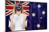 Excited Australia Fan in Face Paint Cheering against Australia Flag in Grunge Effect-Wavebreak Media Ltd-Mounted Photographic Print