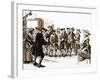 Excited People Gather Outside the New Theatre-null-Framed Giclee Print