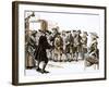 Excited People Gather Outside the New Theatre-null-Framed Giclee Print