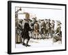 Excited People Gather Outside the New Theatre-null-Framed Giclee Print