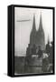 Excited Spectators Watching a Zeppelin Z111 Fly Over Cologne Cathedral Germany-null-Framed Stretched Canvas