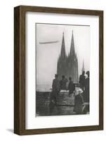 Excited Spectators Watching a Zeppelin Z111 Fly Over Cologne Cathedral Germany-null-Framed Photographic Print