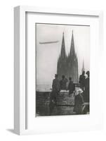 Excited Spectators Watching a Zeppelin Z111 Fly Over Cologne Cathedral Germany-null-Framed Photographic Print