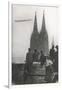 Excited Spectators Watching a Zeppelin Z111 Fly Over Cologne Cathedral Germany-null-Framed Photographic Print