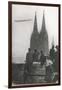 Excited Spectators Watching a Zeppelin Z111 Fly Over Cologne Cathedral Germany-null-Framed Photographic Print