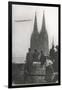 Excited Spectators Watching a Zeppelin Z111 Fly Over Cologne Cathedral Germany-null-Framed Photographic Print