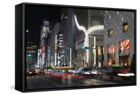 Exclusive Designer Shops at Night, Ginza Area, Chuo, Tokyo, Japan, Asia-Stuart Black-Framed Stretched Canvas