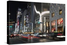 Exclusive Designer Shops at Night, Ginza Area, Chuo, Tokyo, Japan, Asia-Stuart Black-Stretched Canvas