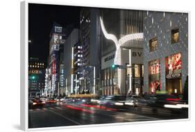 Exclusive Designer Shops at Night, Ginza Area, Chuo, Tokyo, Japan, Asia-Stuart Black-Framed Photographic Print