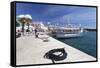 Excursion Boat at the Promenade at the Harbour of Porec, Istra, Croatia, Europe-Markus Lange-Framed Stretched Canvas