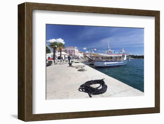 Excursion Boat at the Promenade at the Harbour of Porec, Istra, Croatia, Europe-Markus Lange-Framed Photographic Print