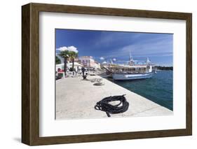 Excursion Boat at the Promenade at the Harbour of Porec, Istra, Croatia, Europe-Markus Lange-Framed Photographic Print