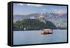 Excursion Boat, Bled Castle, Lake Bled, Gorenjska, Julian Alps, Slovenia, Europe-Markus-Framed Stretched Canvas