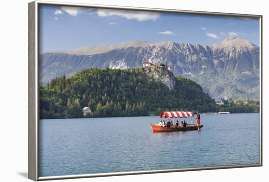 Excursion Boat, Bled Castle, Lake Bled, Gorenjska, Julian Alps, Slovenia, Europe-Markus-Framed Photographic Print