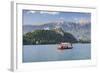 Excursion Boat, Bled Castle, Lake Bled, Gorenjska, Julian Alps, Slovenia, Europe-Markus-Framed Photographic Print