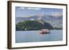 Excursion Boat, Bled Castle, Lake Bled, Gorenjska, Julian Alps, Slovenia, Europe-Markus-Framed Photographic Print