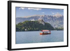 Excursion Boat, Bled Castle, Lake Bled, Gorenjska, Julian Alps, Slovenia, Europe-Markus-Framed Photographic Print