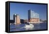 Excursion boat on Elbe River, Elbphilharmonie, HafenCity, Hamburg, Hanseatic City, Germany, Europe-Markus Lange-Framed Stretched Canvas