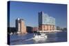 Excursion boat on Elbe River, Elbphilharmonie, HafenCity, Hamburg, Hanseatic City, Germany, Europe-Markus Lange-Stretched Canvas