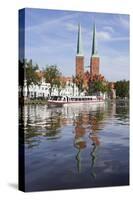 Excursion Boat on the River Trave and Cathedral-Markus Lange-Stretched Canvas