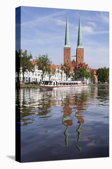 Excursion Boat on the River Trave and Cathedral-Markus Lange-Stretched Canvas