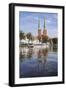 Excursion Boat on the River Trave and Cathedral-Markus Lange-Framed Photographic Print