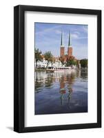 Excursion Boat on the River Trave and Cathedral-Markus Lange-Framed Photographic Print