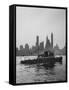 Excursion Party Tugboat with City Skyline in the Background-Lisa Larsen-Framed Stretched Canvas