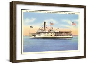Excursion Steamer on Lake Champlain, Vermont-null-Framed Art Print