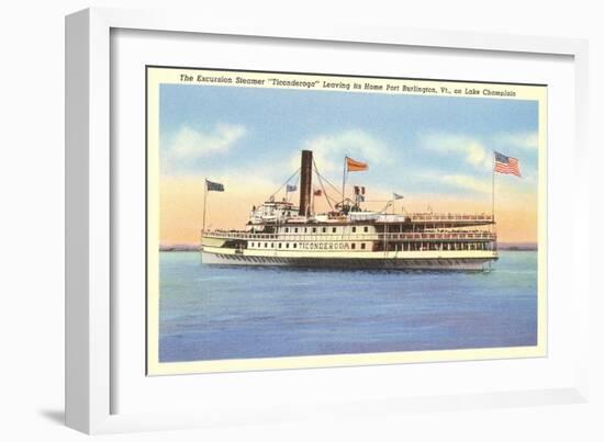 Excursion Steamer on Lake Champlain, Vermont-null-Framed Art Print