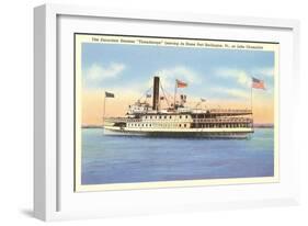 Excursion Steamer on Lake Champlain, Vermont-null-Framed Art Print