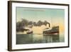Excursion Steamers on Lake Michigan-null-Framed Art Print
