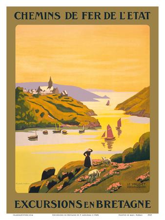 TX05 Vintage France Excursions Bretagne Brittany French Travel Poster RePrint A4 